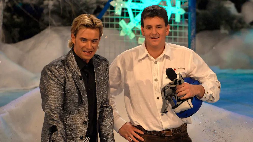 Sänger Marc Pircher (rechts) bei seinem letzten Auftritt in einer TV-Sendung von Entertainer Florian Silbereisen.