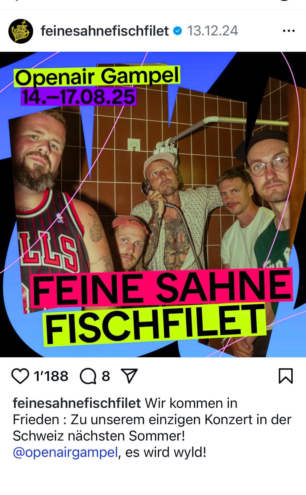 «Wir kommen in Frieden», säuselt Feine Sahne Fischfilet auf Instagram.