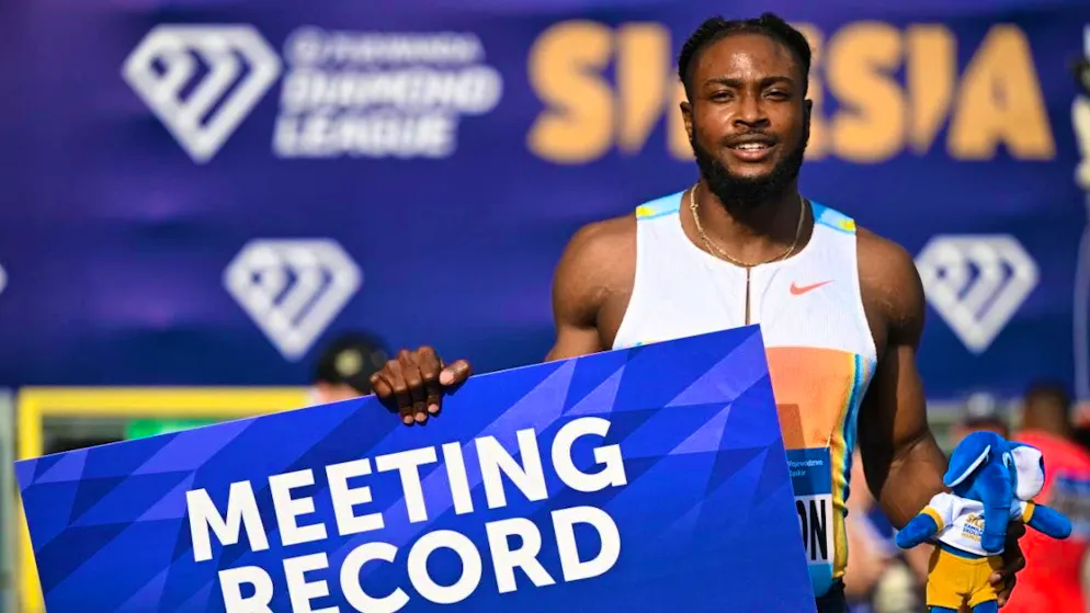 Kishane Thompson celebrates after a brilliant performance in Poland on Saturday. Now he is taking it easy with a view to the World Championships in Tokyo