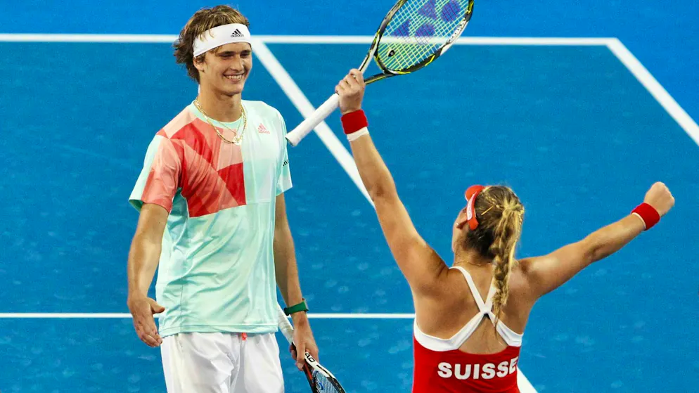 Belinda Bencic (right) teams up with Alexander Zverev for the mixed tournament