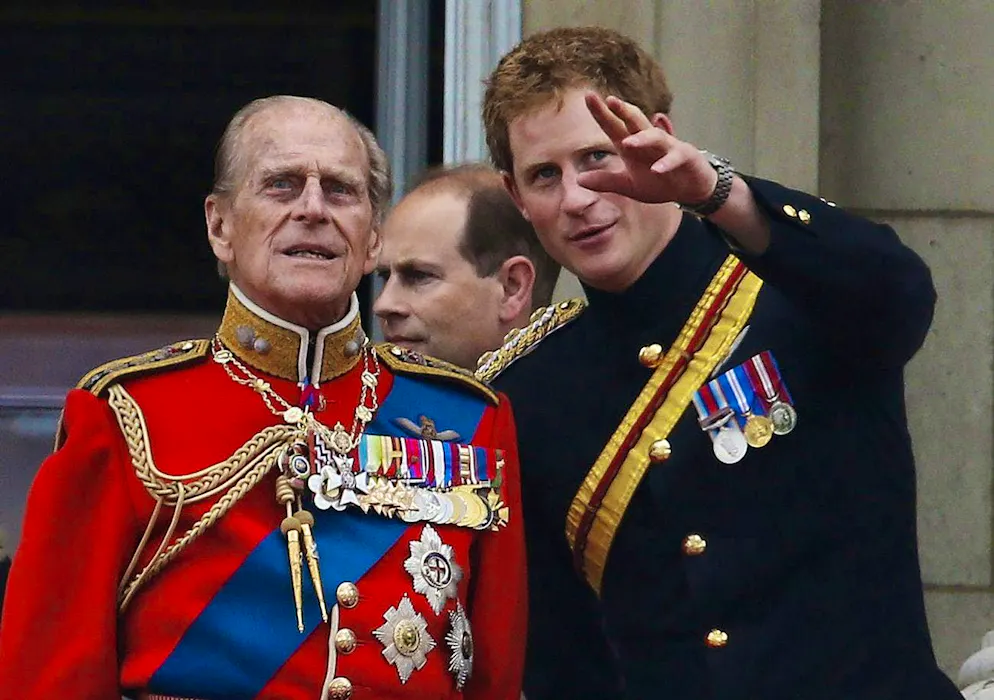 Prince Harry (right) is said to have had a close relationship with his grandfather Prince Philip. Here the two of them in 2014.