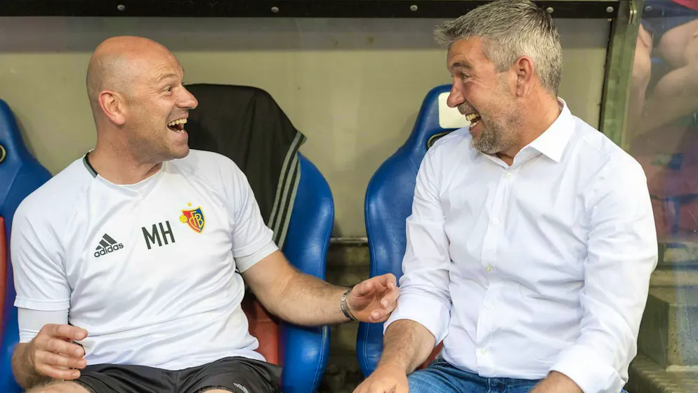 Markus Hoffmann (left) was assistant coach at FC Basel for a total of four years, two of them under Urs Fischer. He won the Swiss championship four times and the cup twice.