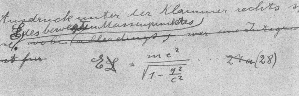 This is the original document on which the world-famous formula "E=mc2" is written. The manuscript contains 72 pages and was written down by Einstein in 1912.