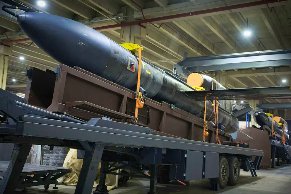 The FP-5 Flamingo. This is the new Ukrainian FP-5 <em>Flamingo</em> cruise missile from the manufacturer Fire Point, which gave the AP news agency an insight into production on August 18.