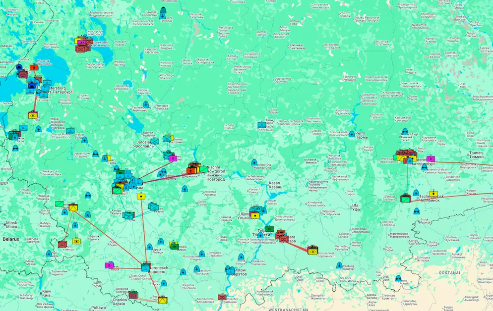 Military facilities within range of the Flamingo - click here for the map.