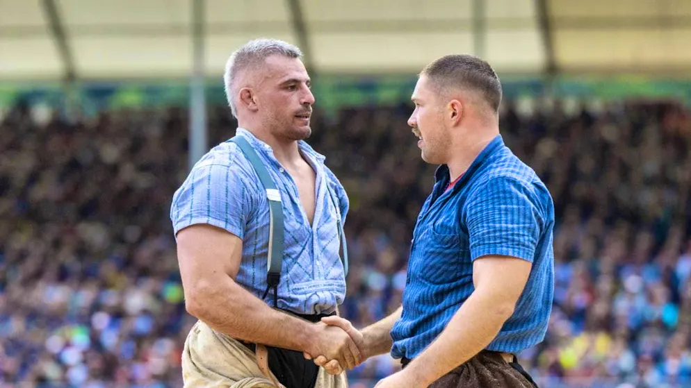 Samuel Giger (left) and Fabian Staudenmann are among those beaten on the first day