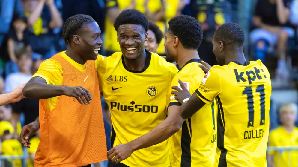 The beaming Chris Bedia scored twice for Young Boys