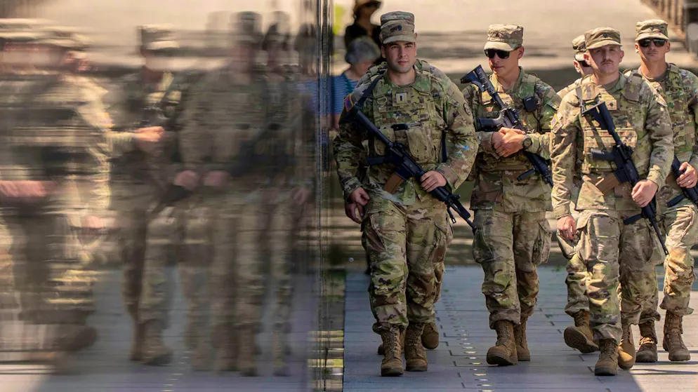 Armed National Guardsmen from West Virginia.