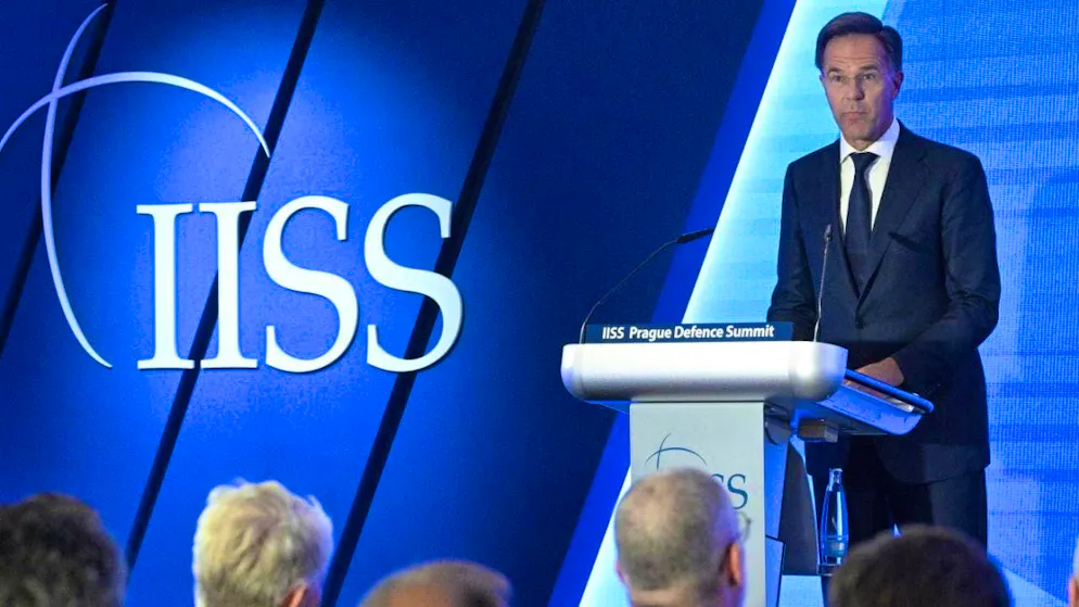 Mark Rutte, NATO Secretary General, speaks on the main day of the Prague Defense Summit 2025. photo: Krumphanzl Michal/CTK/dpa