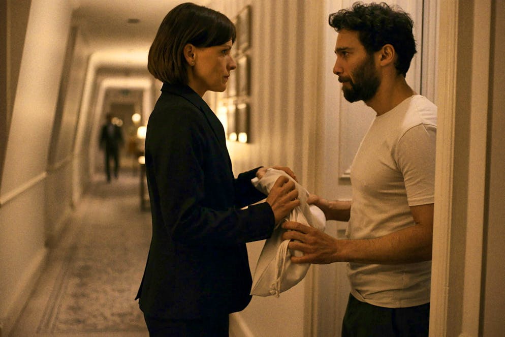 The Deal. Surprising reunion: Veerle Baetens as Alexandra Weiss, Arash Marandi as Payam Sanjabi.
