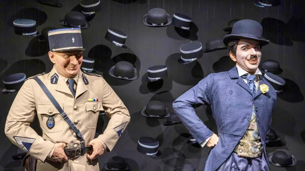 An exhibition on Louis De Funès (l.) and Charlie Chaplin (r.) in spring 2024 at the Chaplin's World museum in Corsier-sur-Vevey. (archive image)