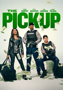 Filmposter The Pickup: Drei Personen vor fliegenden Geldscheinen.