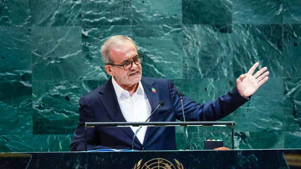 Il presidente iraniano Masoud Pezeshkian nel suo intervento all'80esima Assemblea Generale dell'Onu