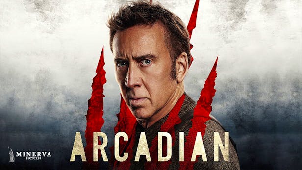 Filmposter von Arcadian: Nicholas Cage hält eine Waffe.