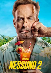 Filmposter: Mann mit verletztem Gesicht, hält Cocktailglas.
