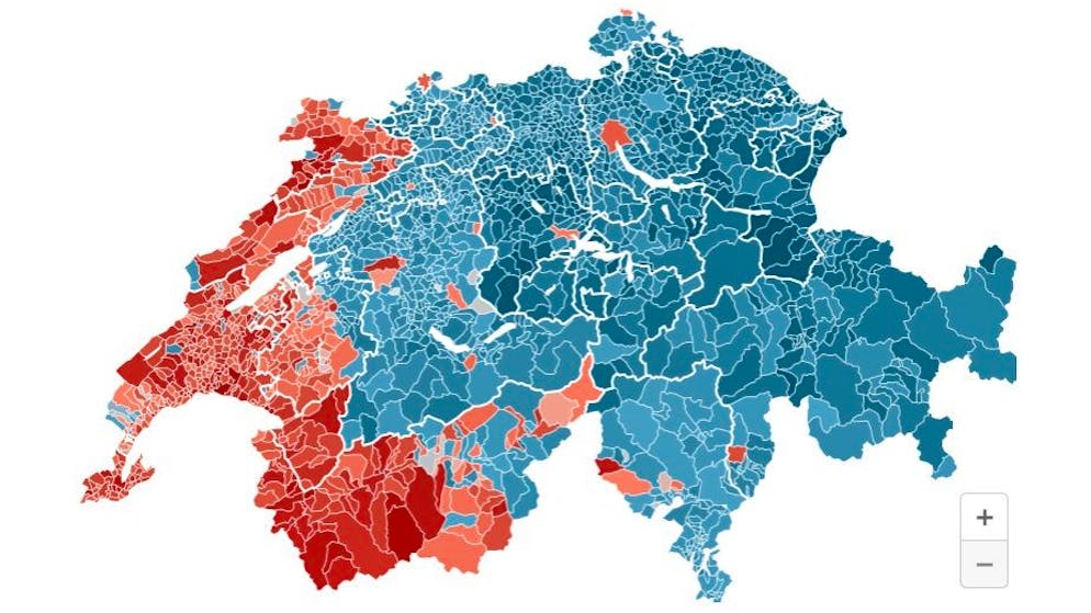 Dati definitivi. Le cartine con i risultati delle due votazioni federali nei Cantoni e nei Comuni