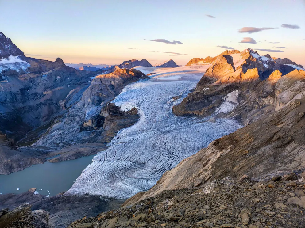 Der Gletscher Claridenfirn im Kanton Glarus war im September 2025 komplett schneefrei.