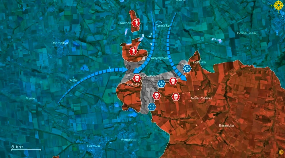 I russi restano accerchiati a est di Pokrovsk. La situazione sembra senza speranza per la maggior parte delle truppe russe intrappolate.