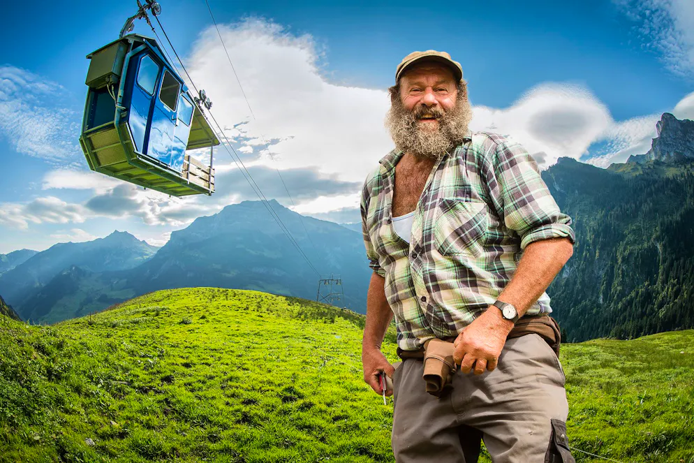 Engelberg.  Les «Buiräbähnli» (petits téléphériques agricoles) sont l'un des points forts de la région d'Engelberg.