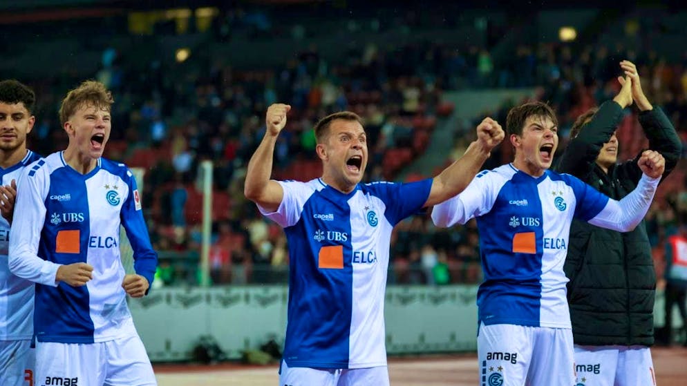 Amir Abrashi celebrates with Jonathan Asp Jensen and Nikolas Muci after the derby win