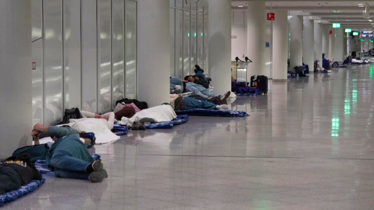 Bavaria. Planes take off and land again at Munich Airport