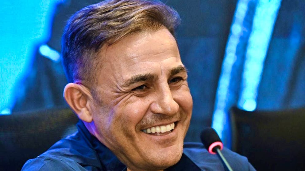 Fabio Cannavaro at his first media conference as national coach of Uzbekistan