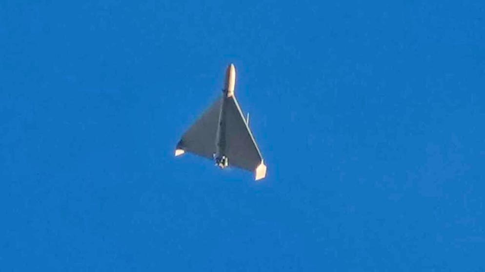 ARCHIV - Kampfdrohne vermutlich vom Typ Shahed 136 (Schahed 136) iranischer Bauart. Foto: Efrem Lukatsky/AP/dpa