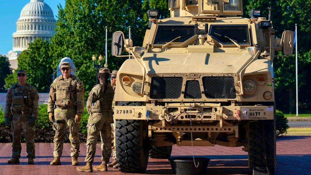 The National Guard patrols the US capital Washington in August. (Archived image)