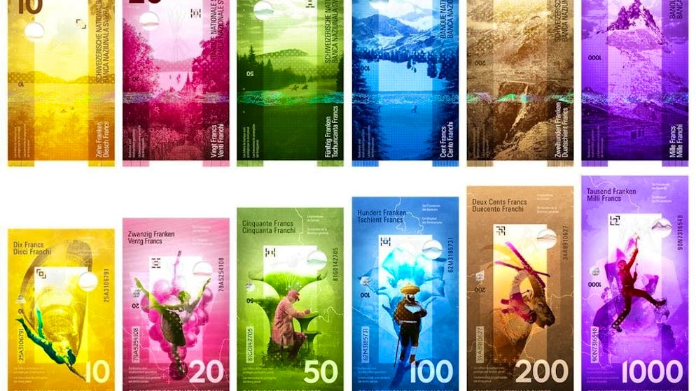 Competition for new banknotes enters next round - Gallery. The concept by design agency Custer Waller SAGL is dedicated to landscapes and the relationship between man and nature.
