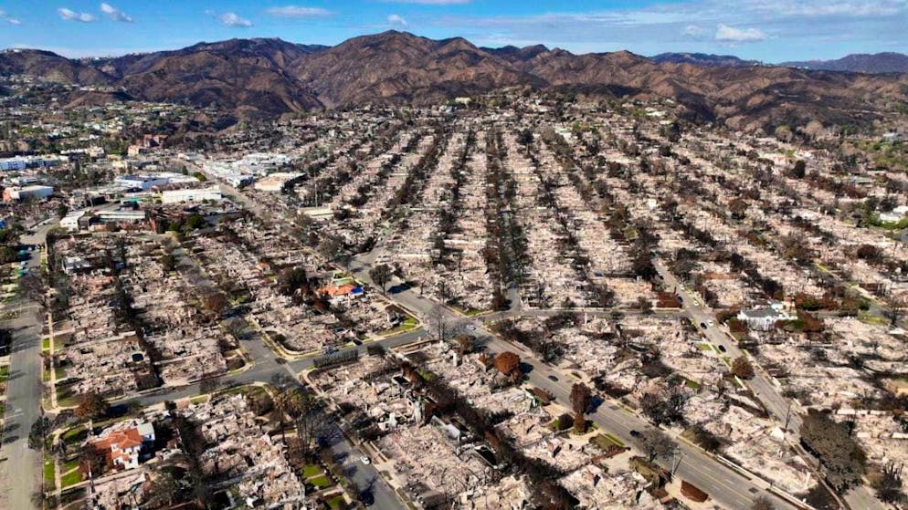 The devastation caused by the Palisades Fire can be seen in an aerial view of the Pacific Palisades neighborhood. (archive image)