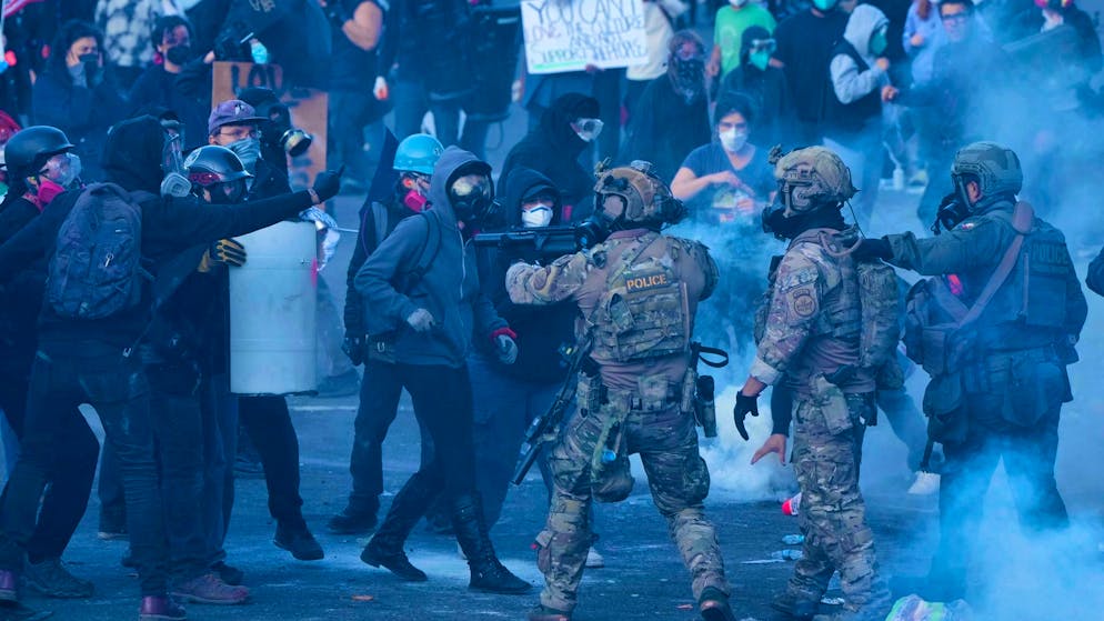 Portland has seen months of protests around an ICE facility - including the use of tear gas against demonstrators in June. (archive image)