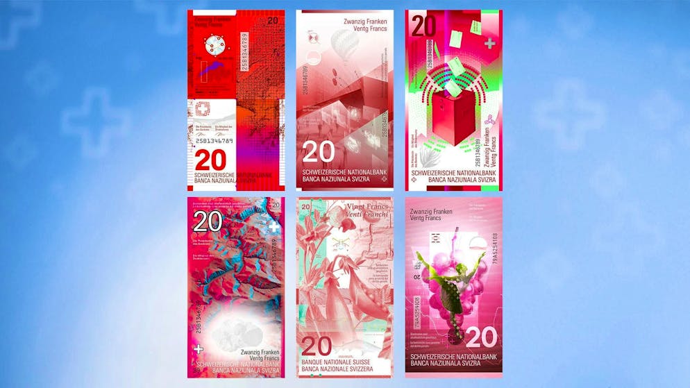This is what the 20-franc note of the six finalists will look like.