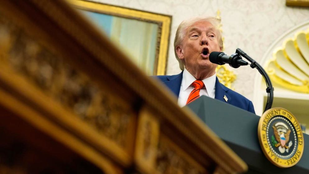 US-Präsident Donald Trump spricht im Oval Office des Weißen Hauses. Foto: Alex Brandon/AP/dpa