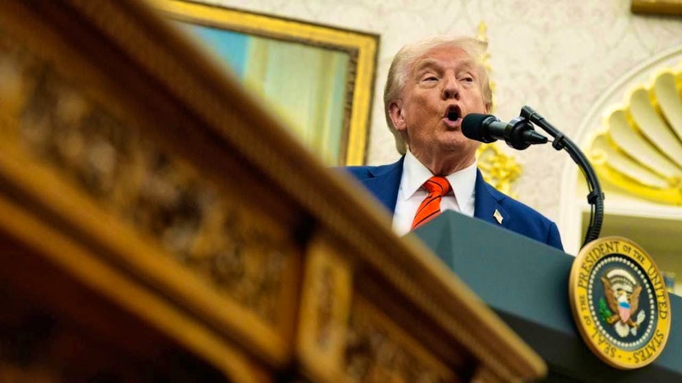 US President Donald Trump speaks in the Oval Office of the White House. Photo: Alex Brandon/AP/dpa