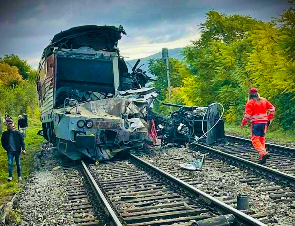 The two passenger trains collided near the village of Jablonov nad Turnou in south-eastern Slovakia, close to the border with Hungary.