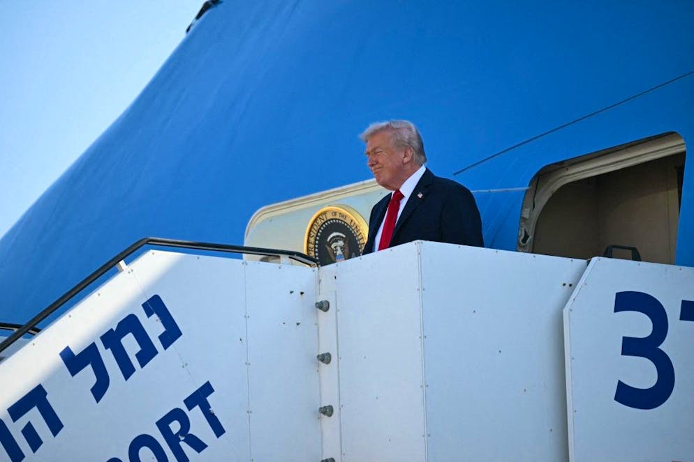 Donald Trump, à la sortie d’Air Force One, à l’aéroport Ben Gourion près de Tel Aviv.