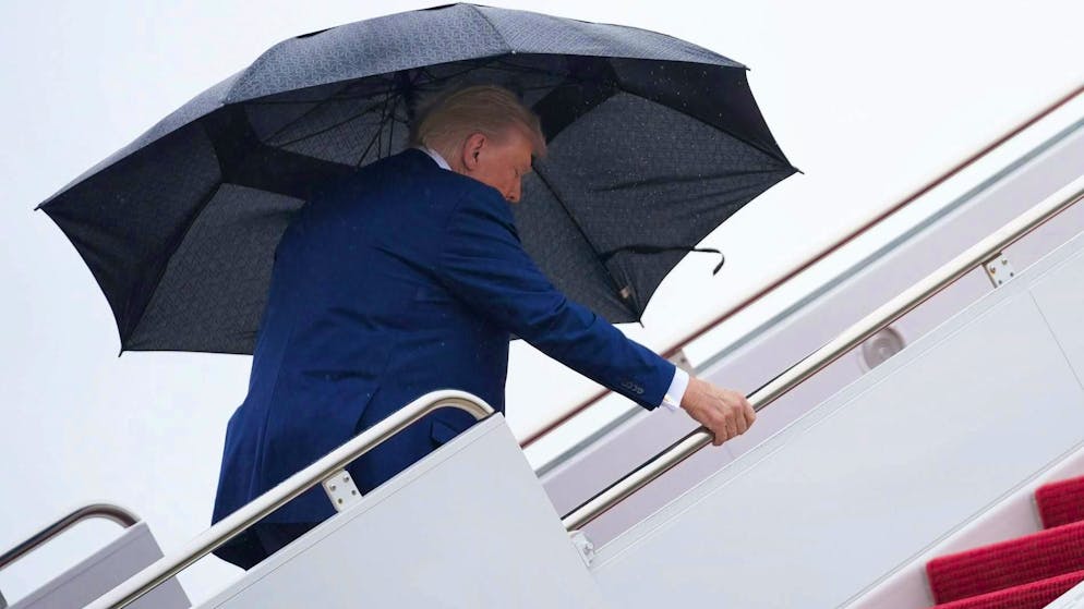 US President Donald Trump on Sunday on his way to Air Force One, which is taking him to Israel.