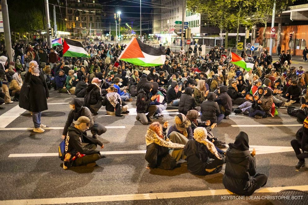 Protesters take part in a rally in support of the Gaza flotilla boats in Lausanne, Switzerland, on Wednesday, October 1, 2025. (Archive)