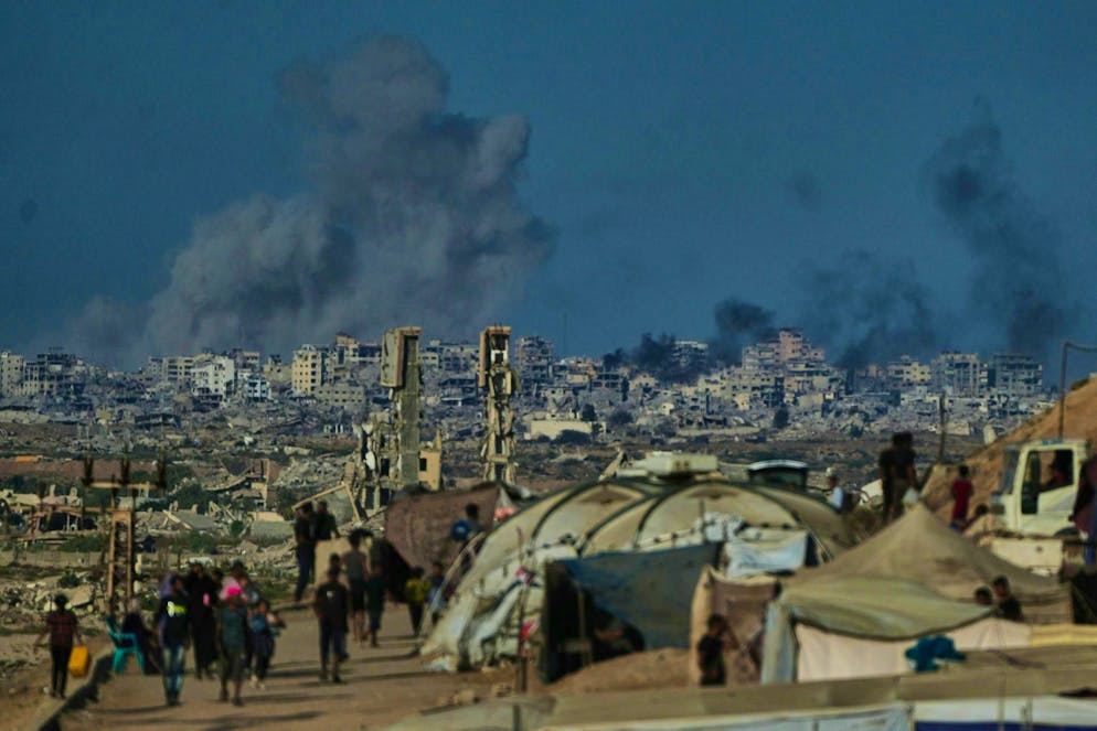 A large part of Gaza City lies in ruins.