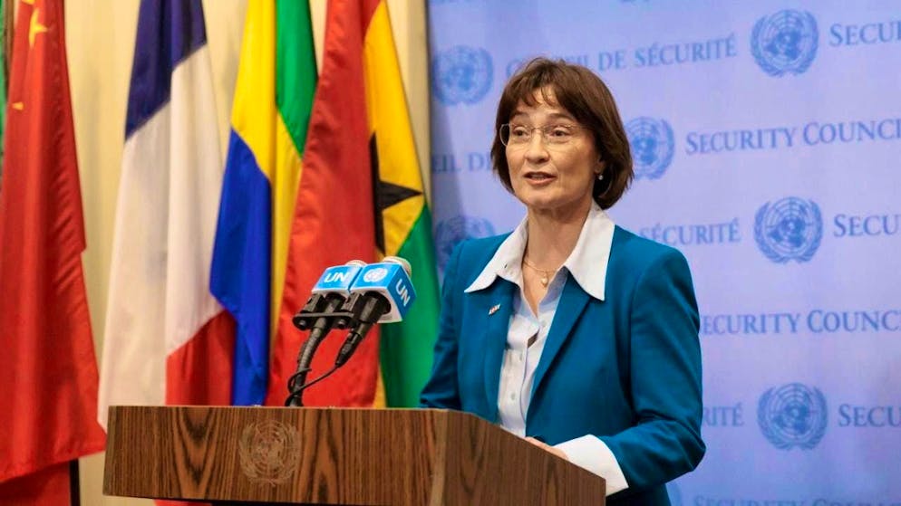 Pascale Baeriswyl during an appearance at the UN headquarters in New York in January 2023 (archive image)