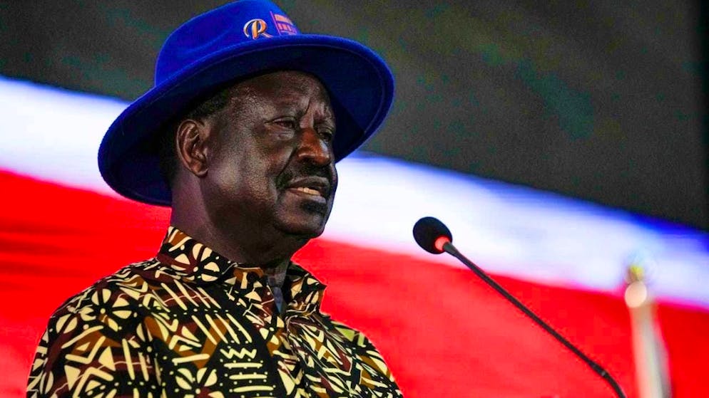 ARCHIVE - Raila Odinga, former Prime Minister of Kenya and presidential candidate, addresses the nation at his campaign headquarters. In the East African country of Kenya, former Vice President Ruto has been elected as the new head of state. Photo: Ben Curtis/AP/dpa