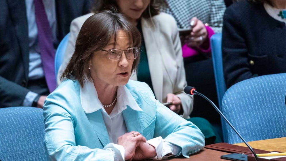 L'ambasciatrice Pascale Baeriswyl durante un intervento al Consiglio di sicurezza dell'Onu a New York.