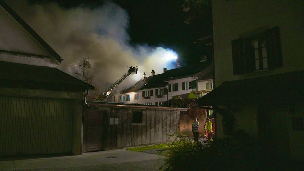 Hallau fire October 16, 2025. The fire engulfed a historic row of houses. 