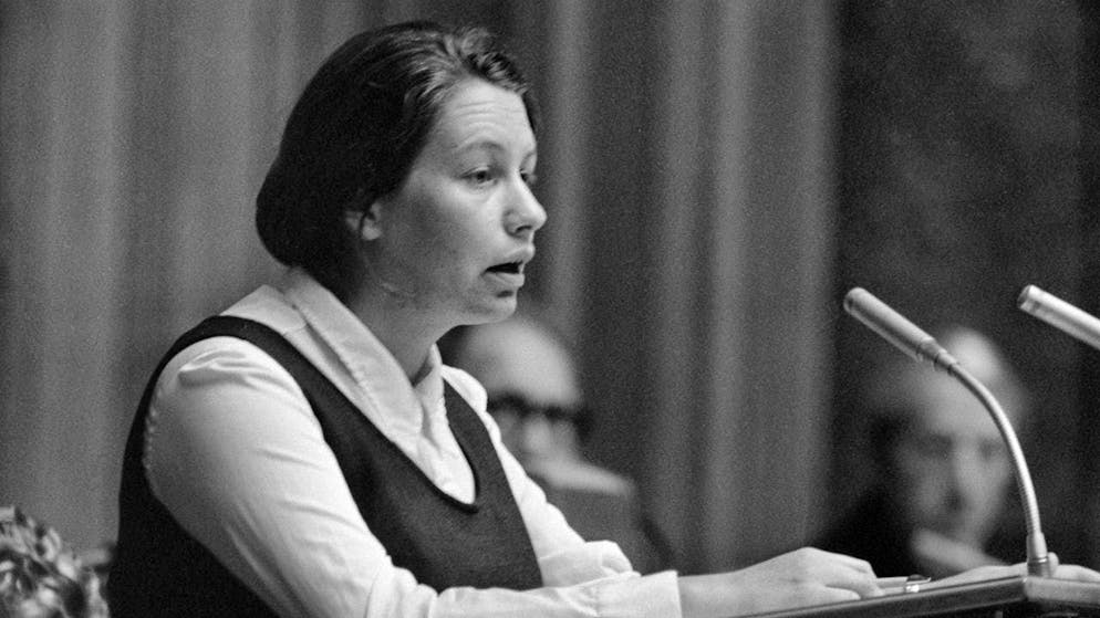 Hanna Sahlfeld-Singer, theologian and SP National Councillor from the canton of St. Gallen, during a session in Bern in 1972 (archive image)