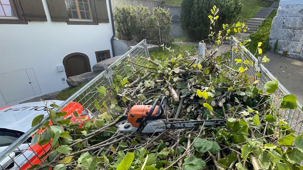 Accident in Laax GR. Worker injured in the face by chainsaw