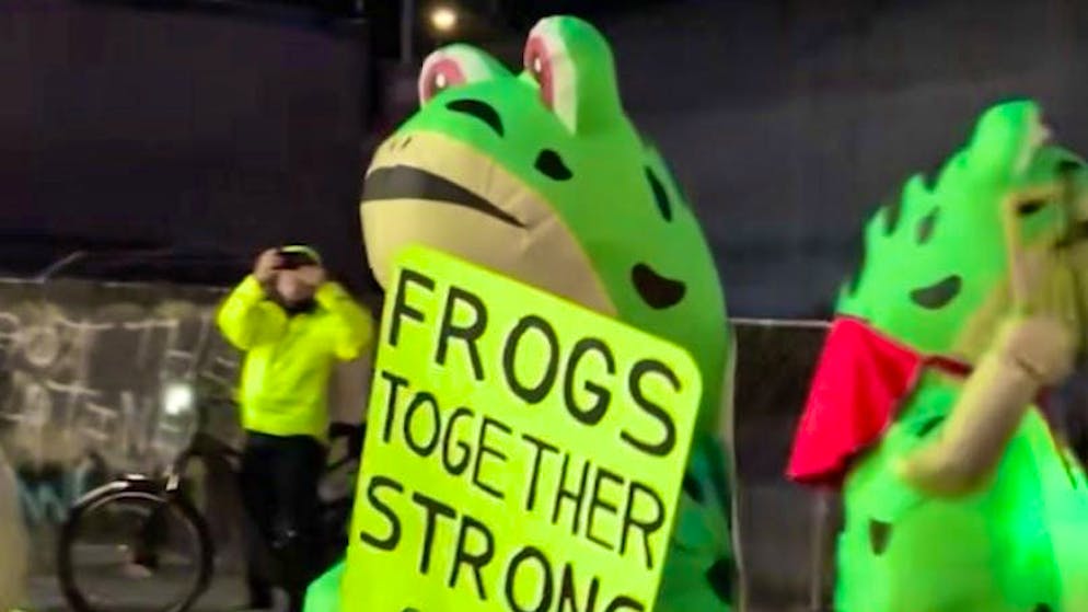 They defy Trump with colorful animal costumes.