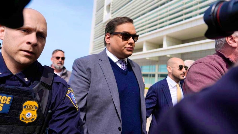 George Santos when he appeared in federal court for sentencing in April 2025.