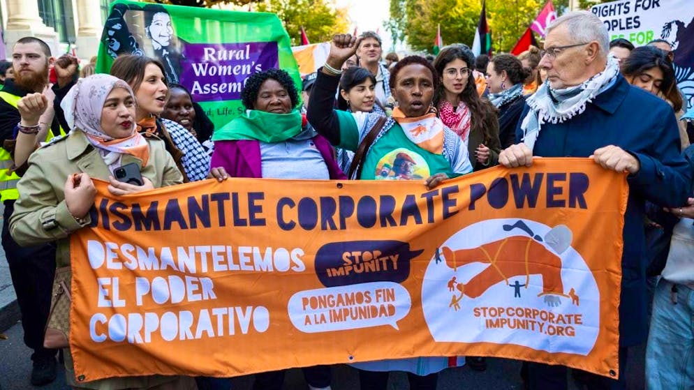 Around 2000 people take part in pro-Palestine demonstration in Geneva - Gallery. Pro-Palestinian protesters took part in a demonstration in Geneva on Sunday. They denounced the responsibility of multinational corporations for the conflict in Gaza.