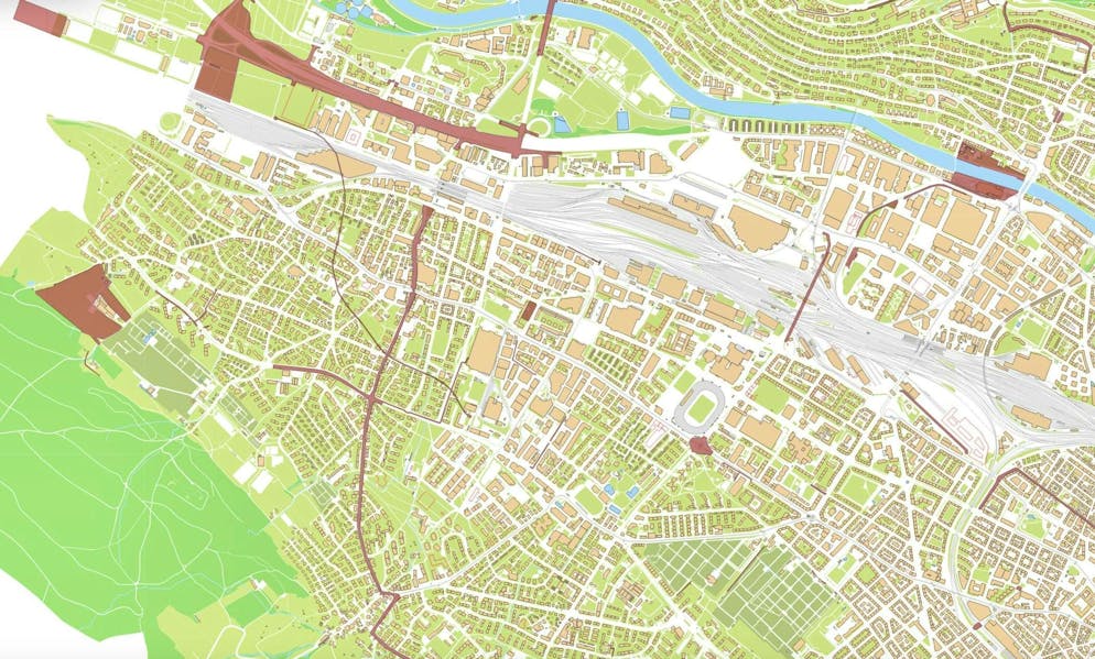 The city map of Zurich shows how much is being built in Altstetten.