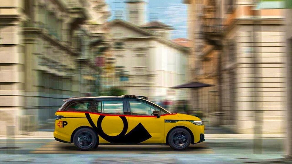 A visualization shows a self-driving Swiss Post car that will be used in Eastern Switzerland.